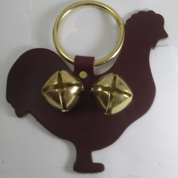 Leather Chicken Door Knob Bell Hanger Made in the USA - Picture 1 of 11